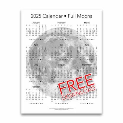 2025 Printable Moon Calendar with Full Moons Circled (FREE Download)