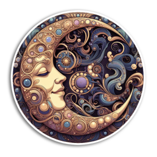 Moon Sticker - Art Nouveau Style Design