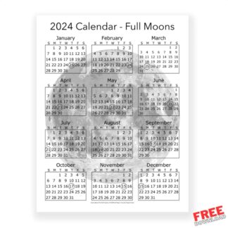 2024 Printable Moon Calendar with Full Moons Circled (FREE Download)