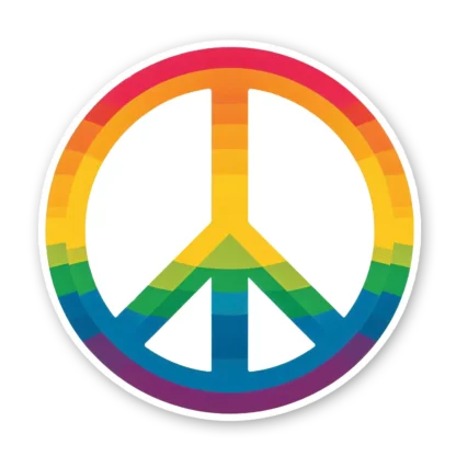 Peace Symbol Sticker - A cool sticker of the peace symbol with a rainbow effect.