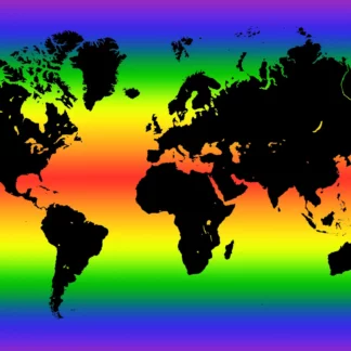 World Map Rainbow Background Sticker